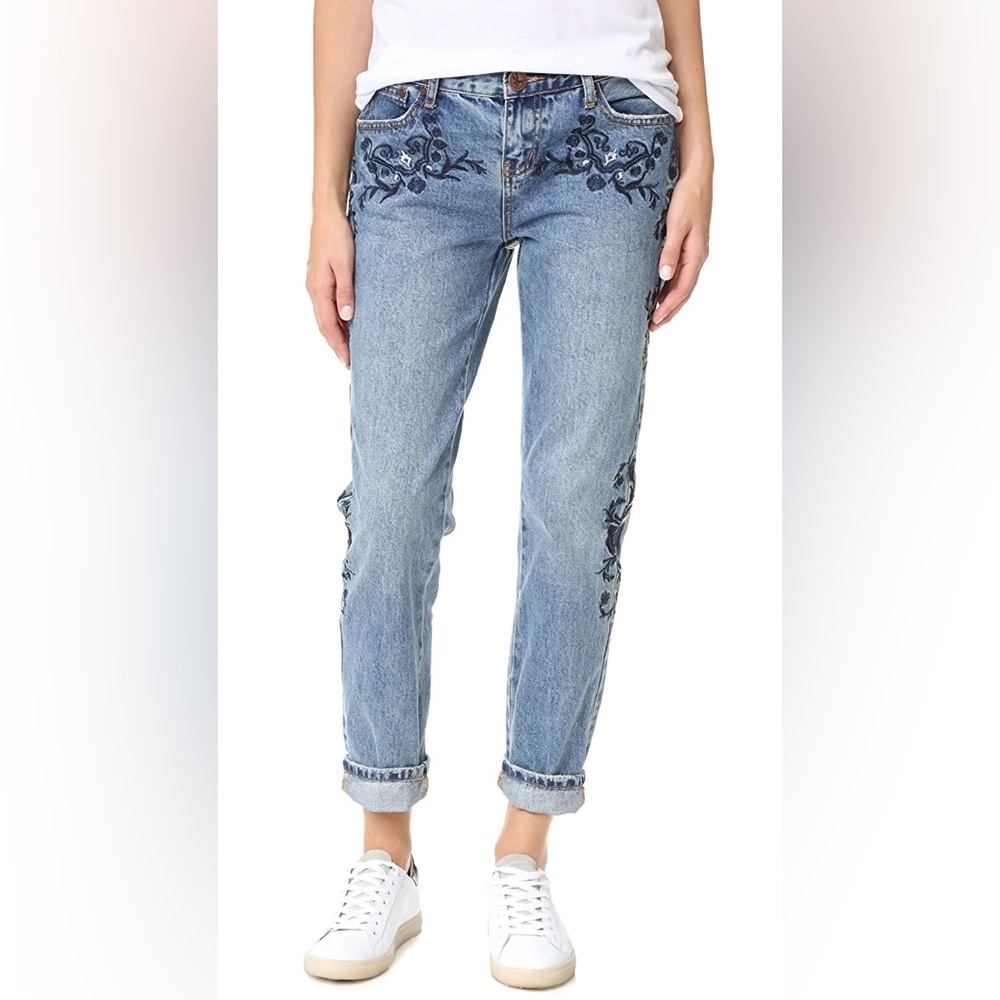 One Teaspoon Straight Leg Embroidered Jeans Size 27